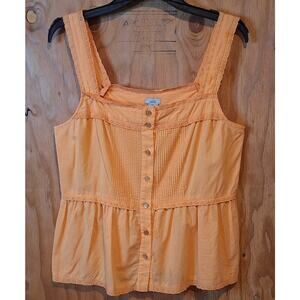 Anthropologie Odille Tank Top Women's 12 Peach Cottagecore Praire Lace Festival